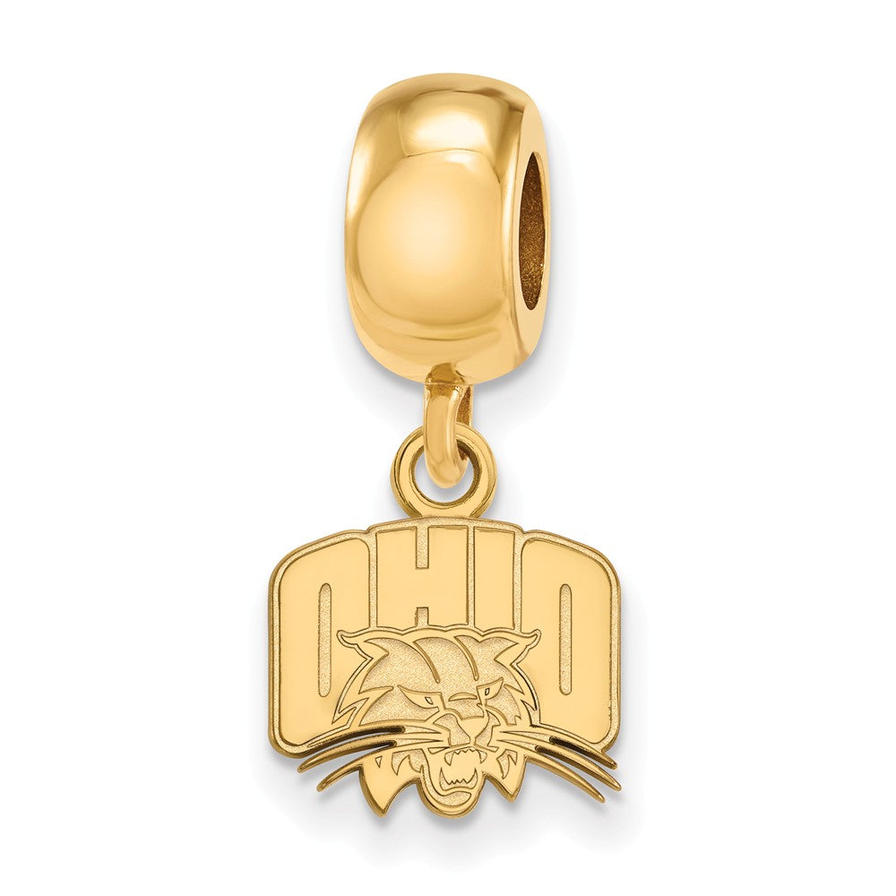 14k Gold Plated Silver Ohio Univ. XS &#39;Ohio&#39; Dangle Bead Charm, Item B13971 by The Black Bow Jewelry Co.