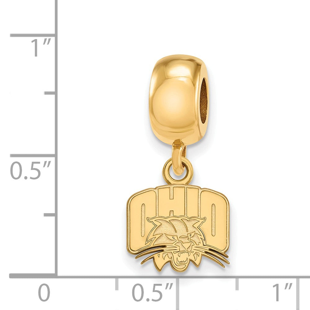 Alternate view of the 14k Gold Plated Silver Ohio Univ. XS &#39;Ohio&#39; Dangle Bead Charm by The Black Bow Jewelry Co.