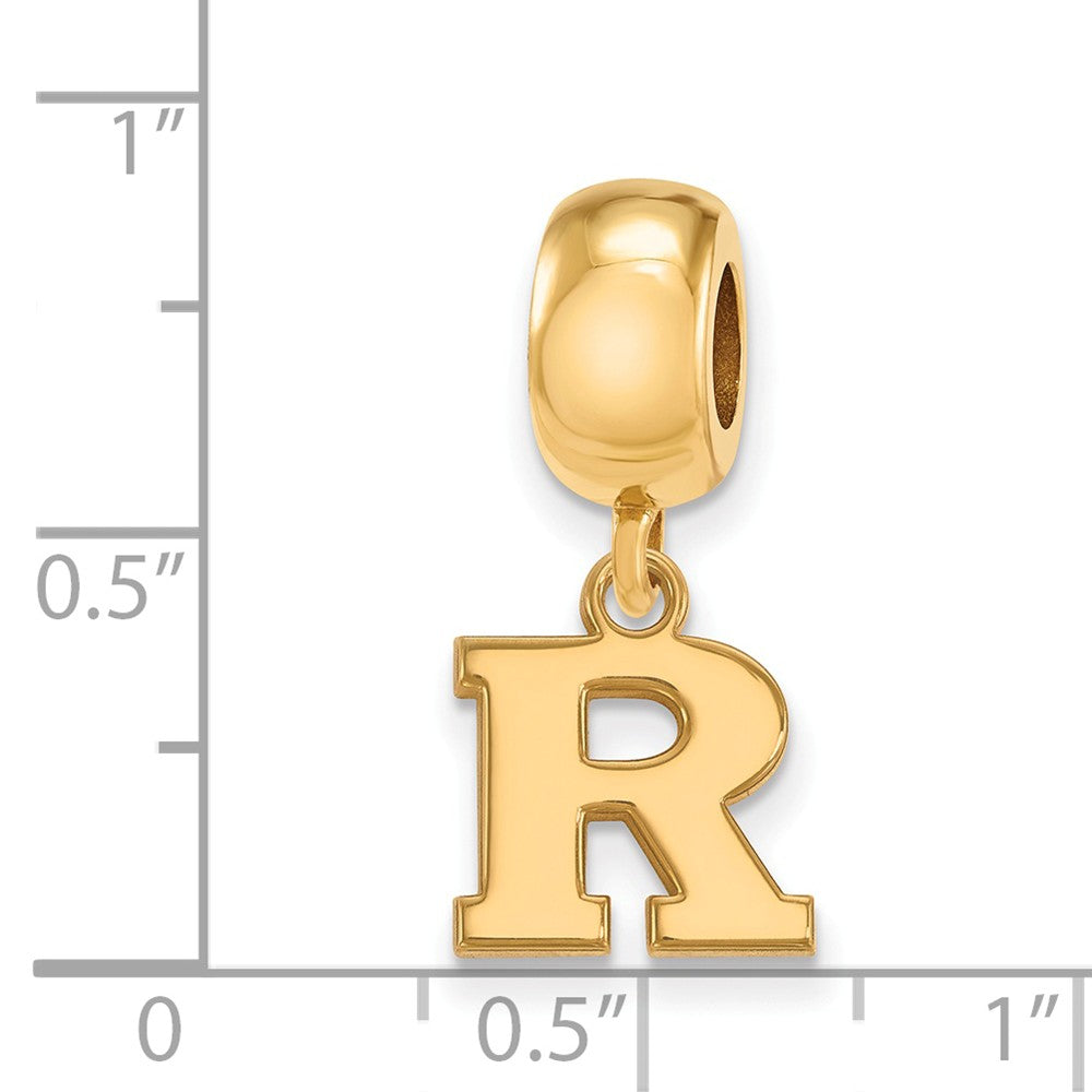 Alternate view of the 14k Gold Plated Silver Rutgers XS Dangle Bead Charm by The Black Bow Jewelry Co.