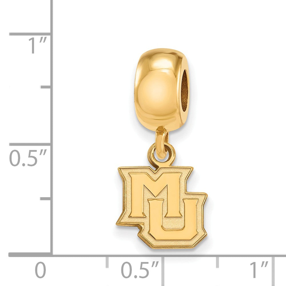 Alternate view of the 14k Gold Plated Silver Marquette University XS Dangle Bead Charm by The Black Bow Jewelry Co.