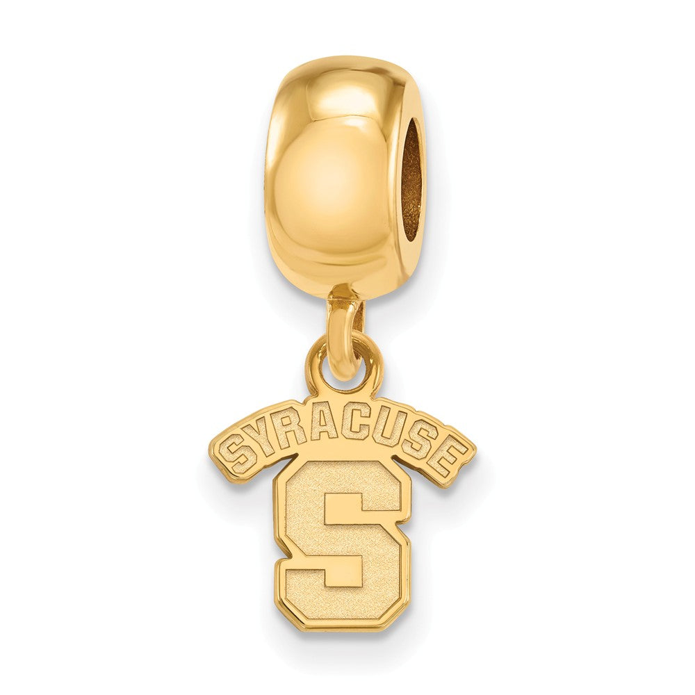 14k Gold Plated Silver Syracuse Univ. XS &#39;S&#39; Dangle Bead Charm, Item B13977 by The Black Bow Jewelry Co.
