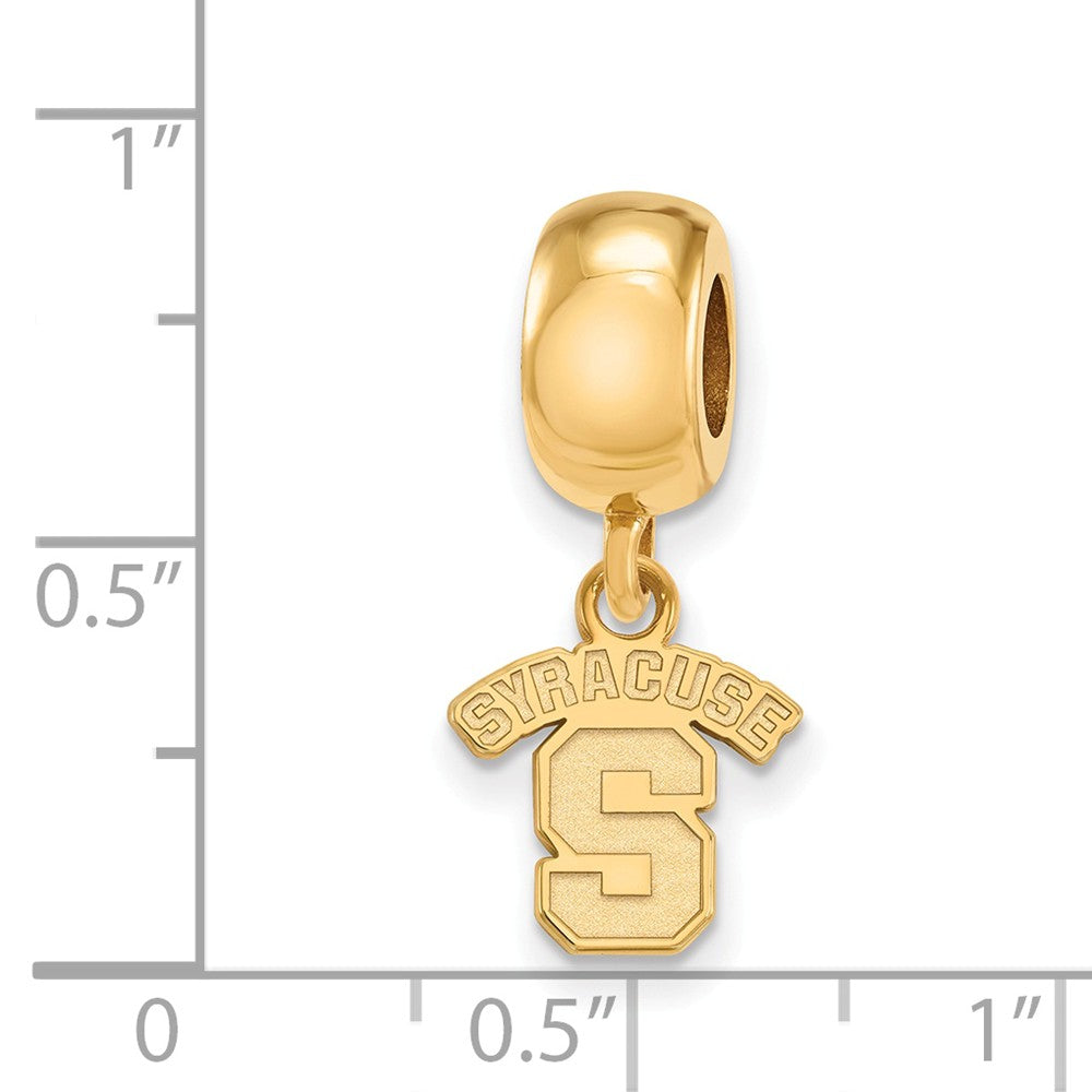 Alternate view of the 14k Gold Plated Silver Syracuse Univ. XS &#39;S&#39; Dangle Bead Charm by The Black Bow Jewelry Co.