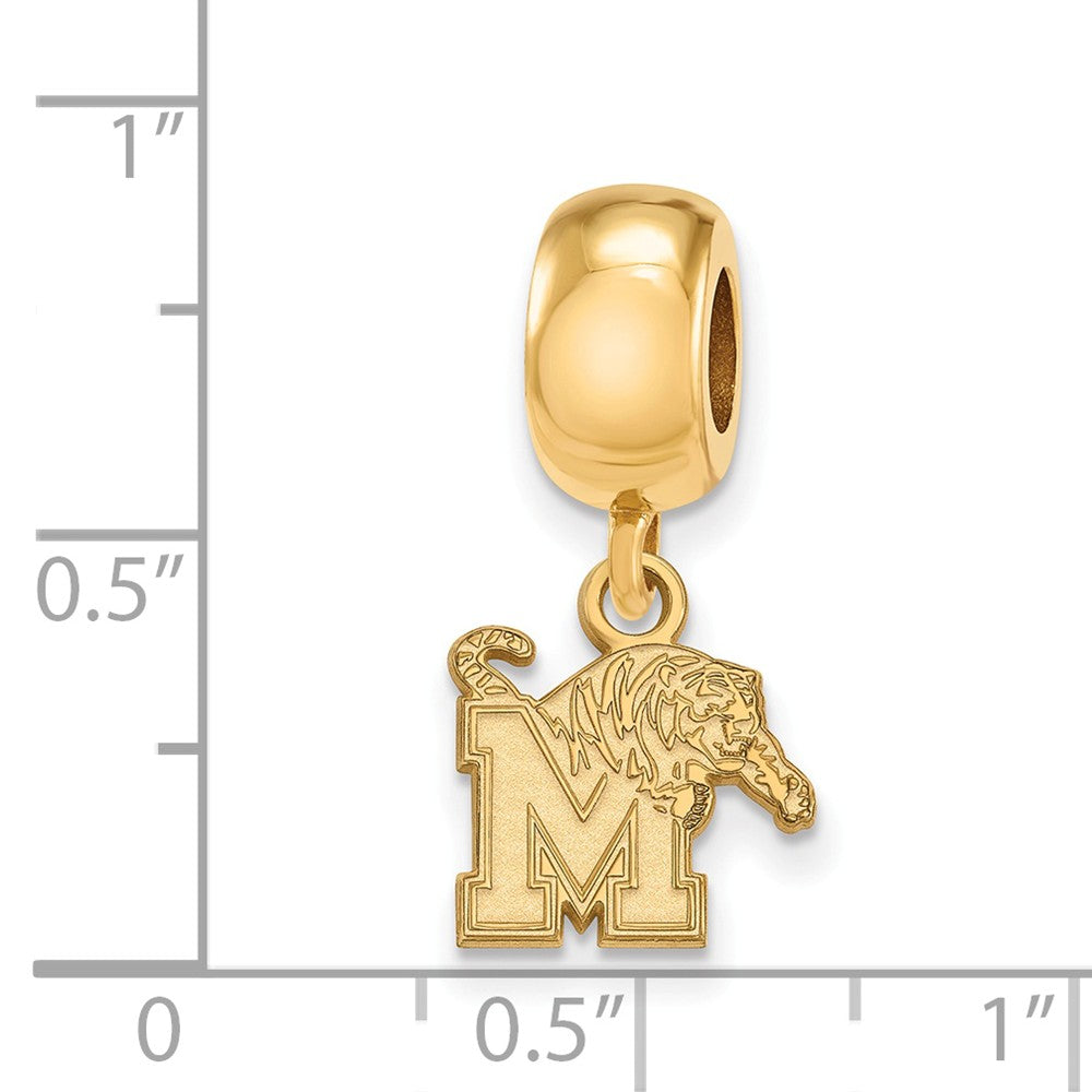 Alternate view of the 14k Gold Plated Silver University of Memphis XS Dangle Bead Charm by The Black Bow Jewelry Co.