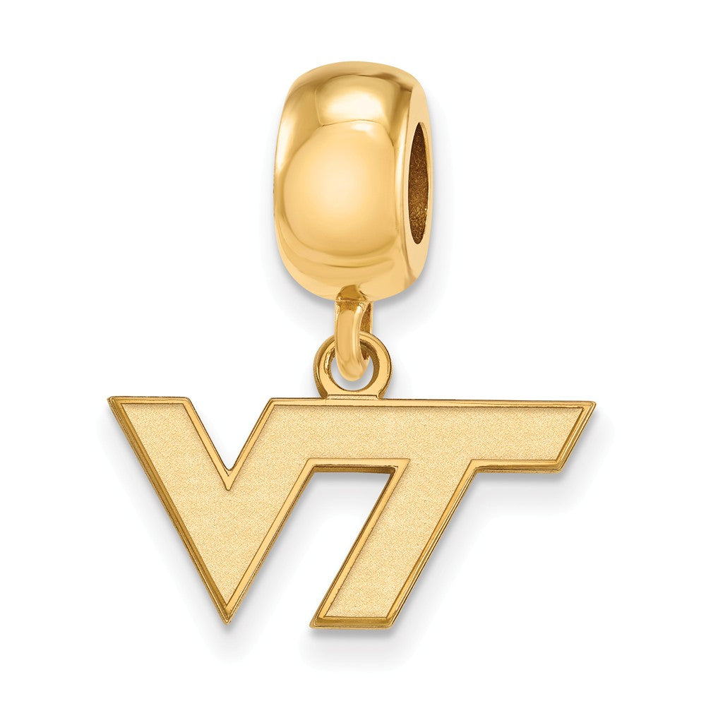 14k Gold Plated Silver Virginia Tech XS Dangle &#39;VT&#39; Bead Charm, Item B13998 by The Black Bow Jewelry Co.