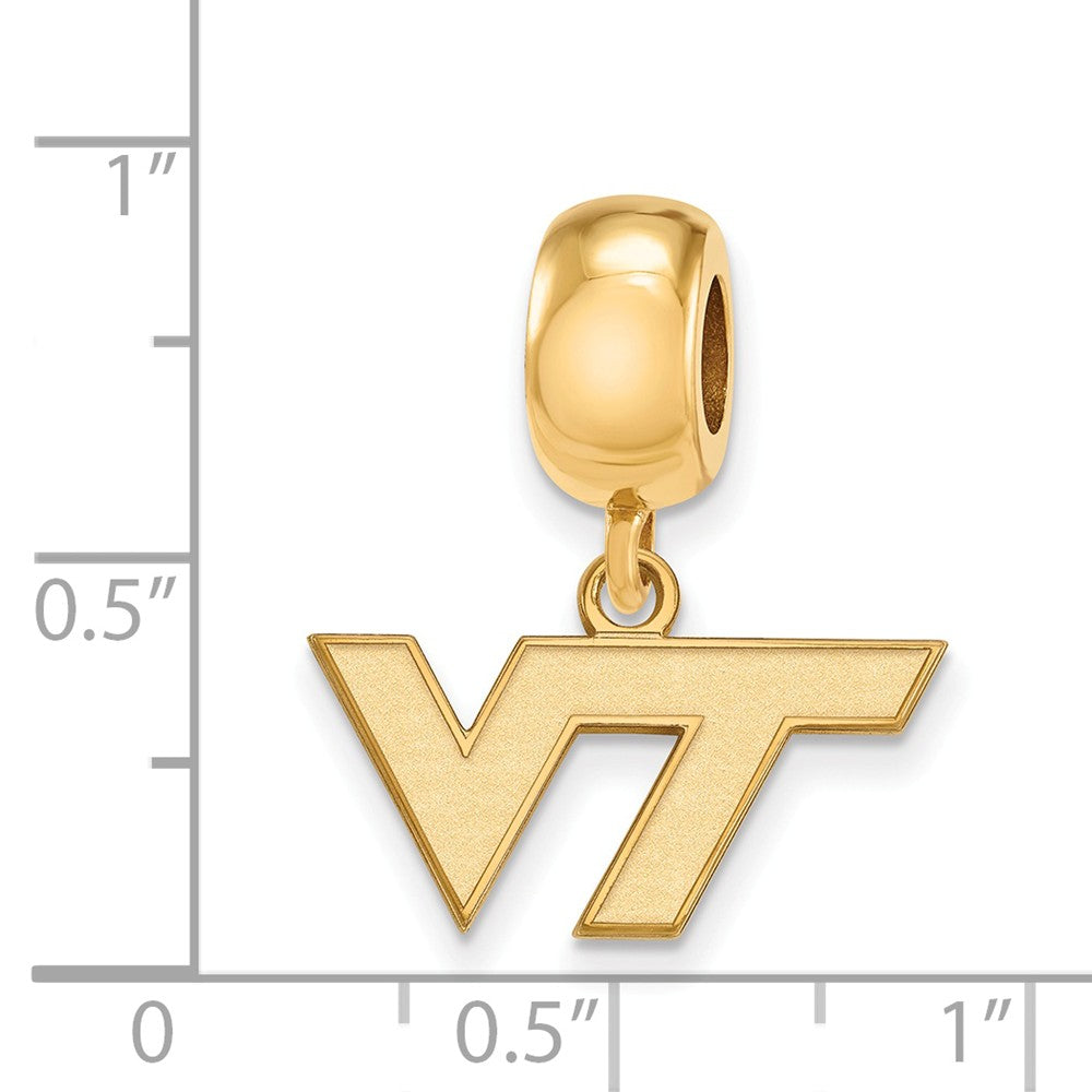 Alternate view of the 14k Gold Plated Silver Virginia Tech XS Dangle &#39;VT&#39; Bead Charm by The Black Bow Jewelry Co.