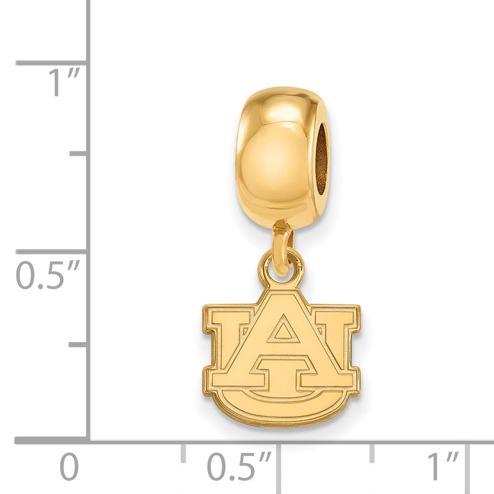 Alternate view of the 14k Gold Plated Silver Auburn Univ. XS &#39;AU&#39; Dangle Bead Charm by The Black Bow Jewelry Co.