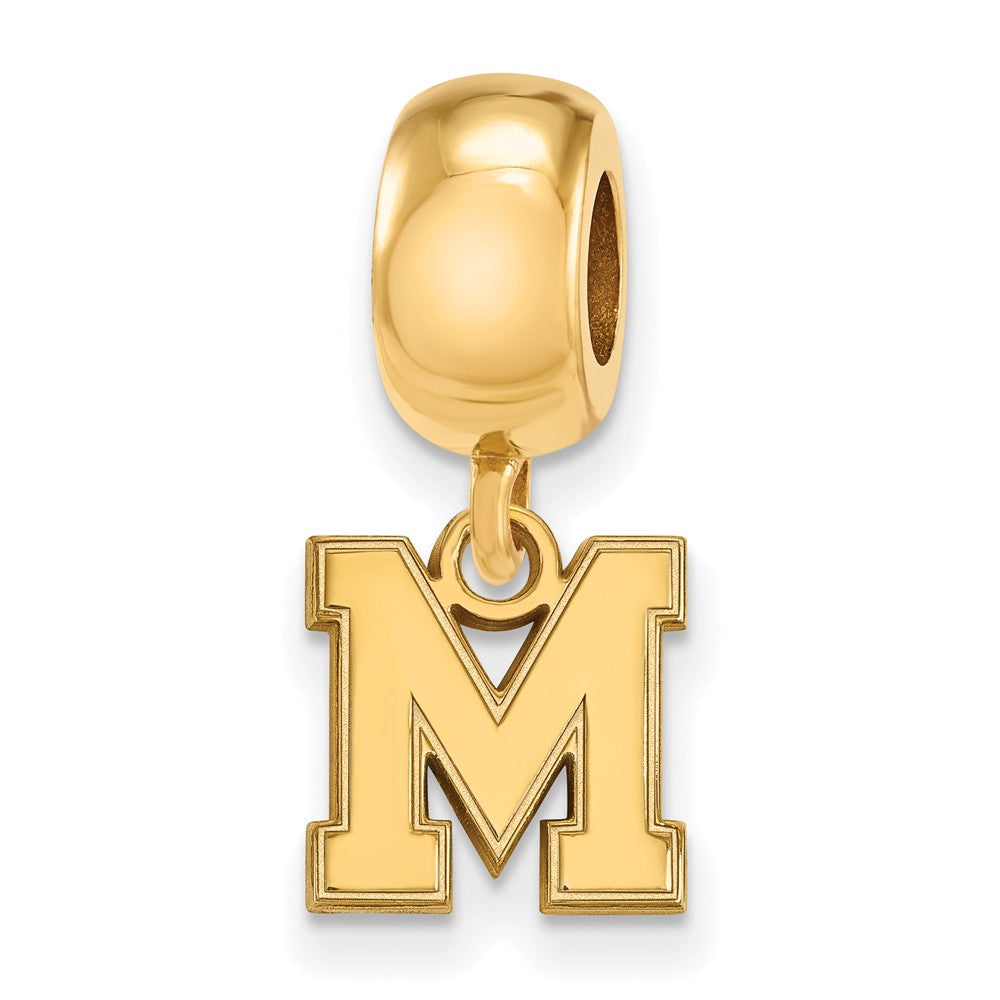 14k Gold Plated Silver University of Memphis XS Bead Charm, Item B14038 by The Black Bow Jewelry Co.