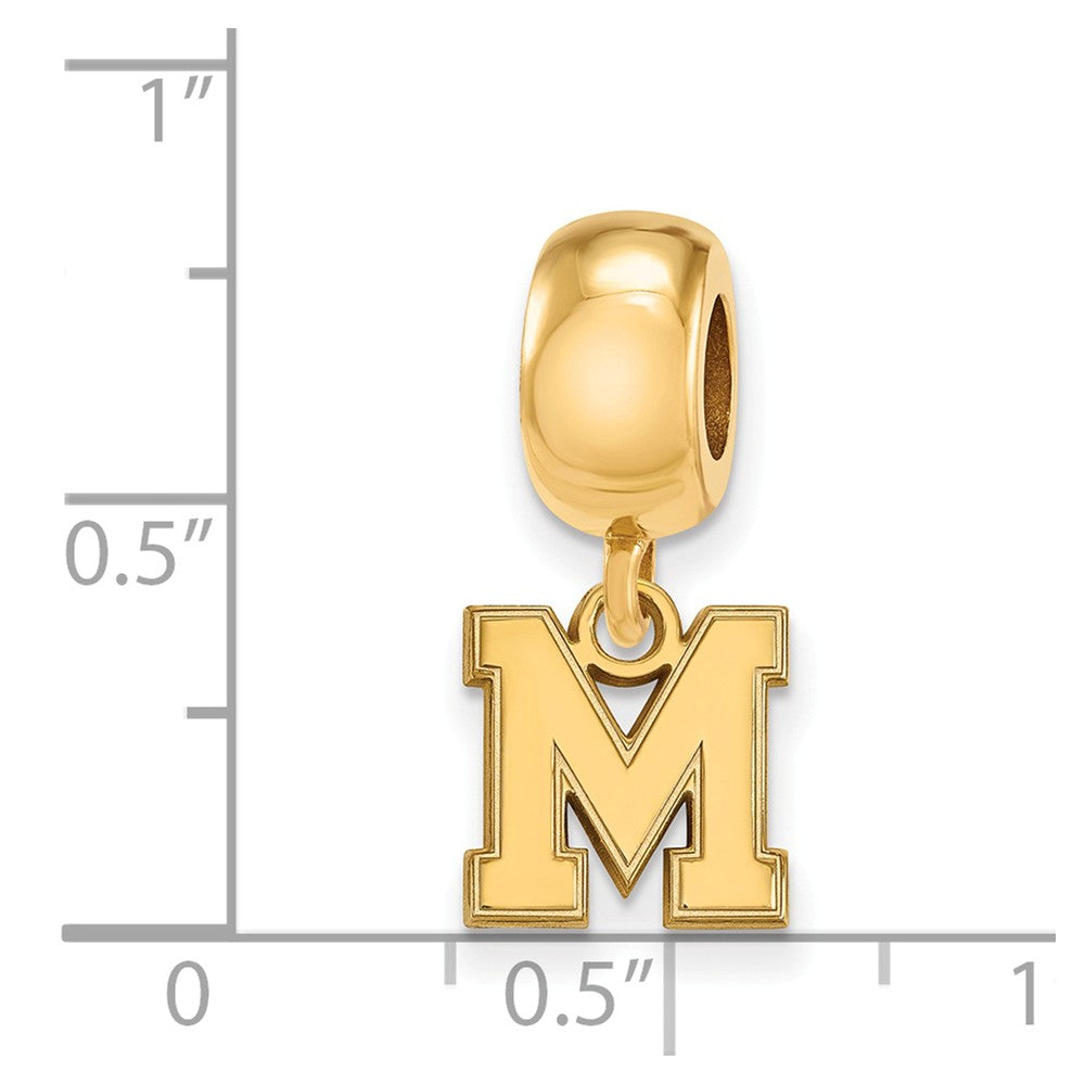 Alternate view of the 14k Gold Plated Silver University of Memphis XS Bead Charm by The Black Bow Jewelry Co.