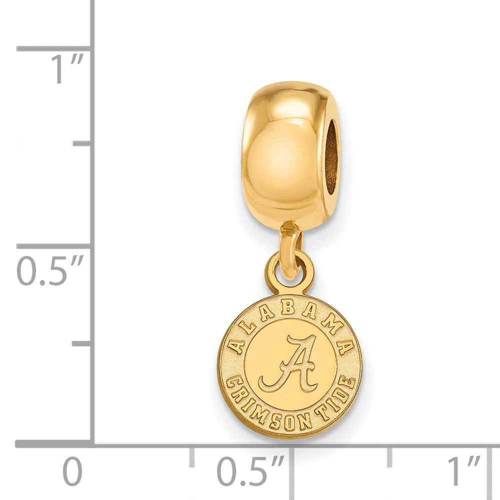 Alternate view of the 14k Gold Plated Silver University of Alabama XS Dangle Bead Charm by The Black Bow Jewelry Co.