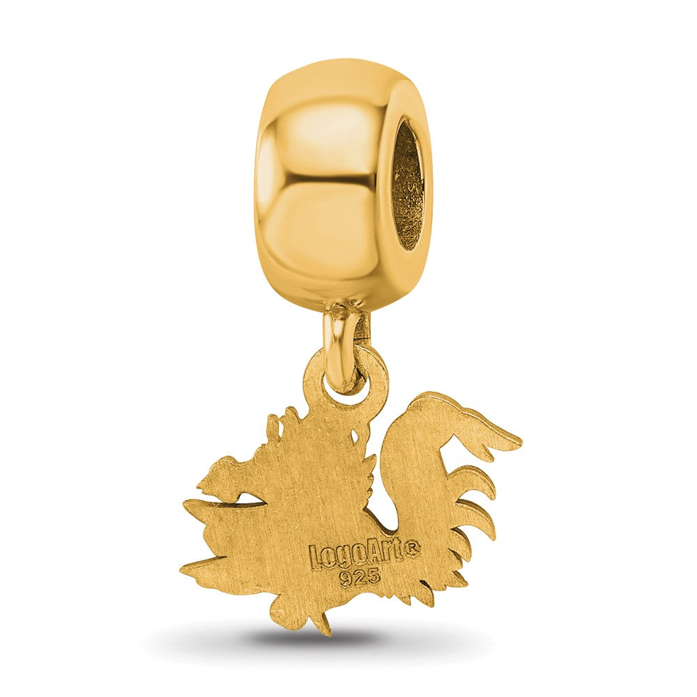 Alternate view of the 14k Gold Plated Silver U of South Carolina XS Dangle Bead Charm by The Black Bow Jewelry Co.