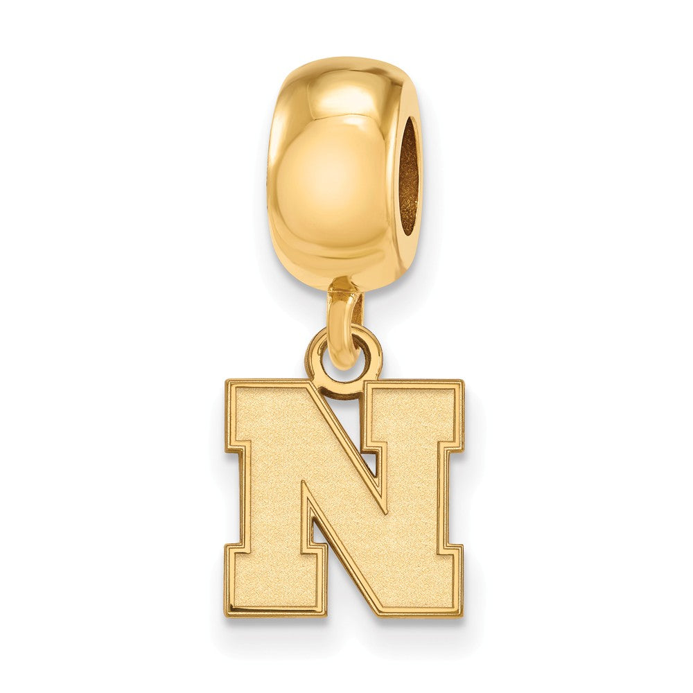 14k Gold Plated Silver University of Nebraska XS Bead Charm, Item B14062 by The Black Bow Jewelry Co.