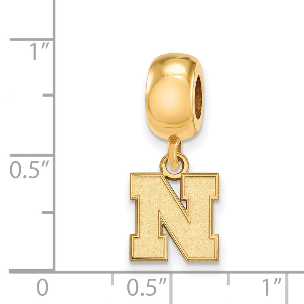 Alternate view of the 14k Gold Plated Silver University of Nebraska XS Bead Charm by The Black Bow Jewelry Co.