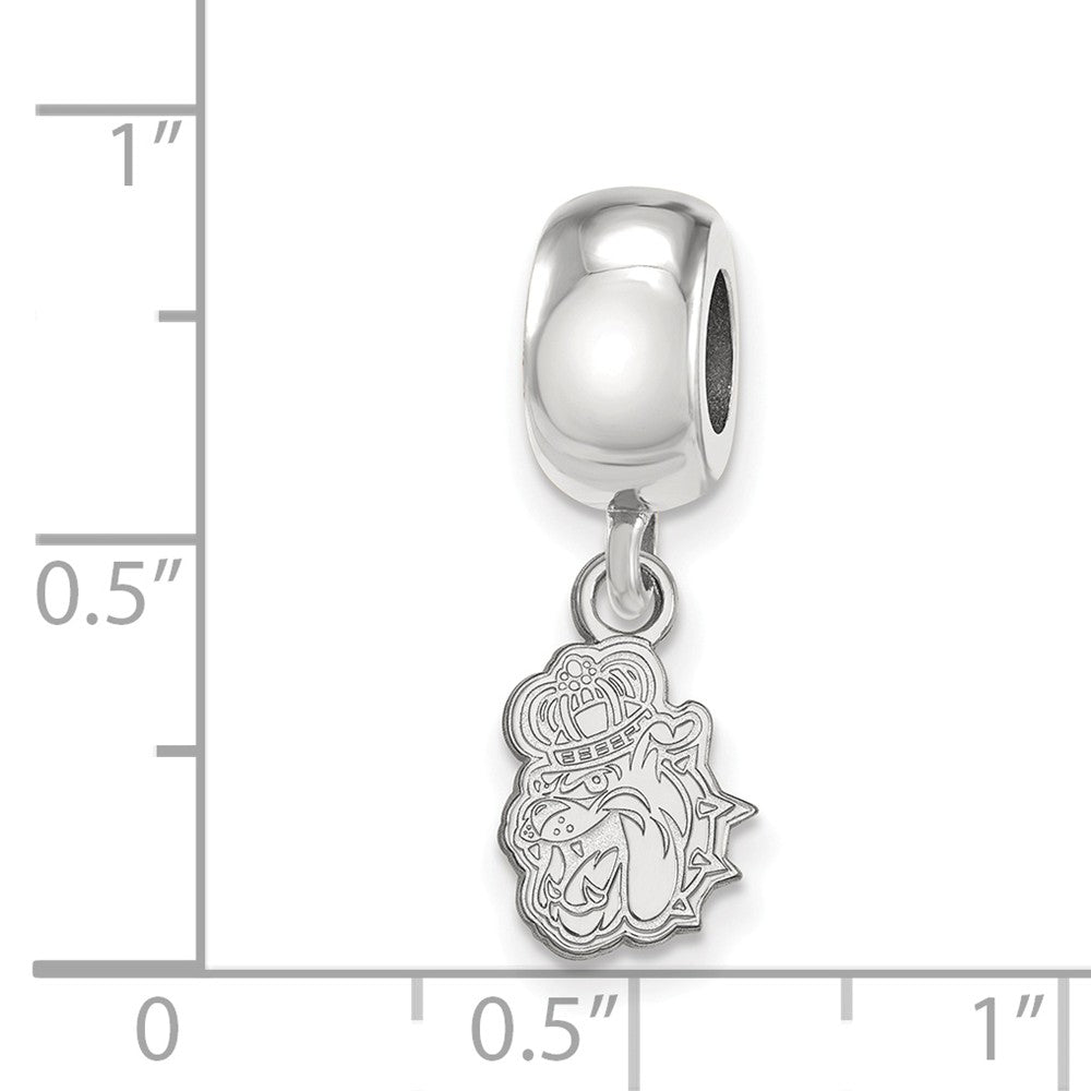 Alternate view of the Sterling Silver James Madison University XS Dangle Bead Charm by The Black Bow Jewelry Co.