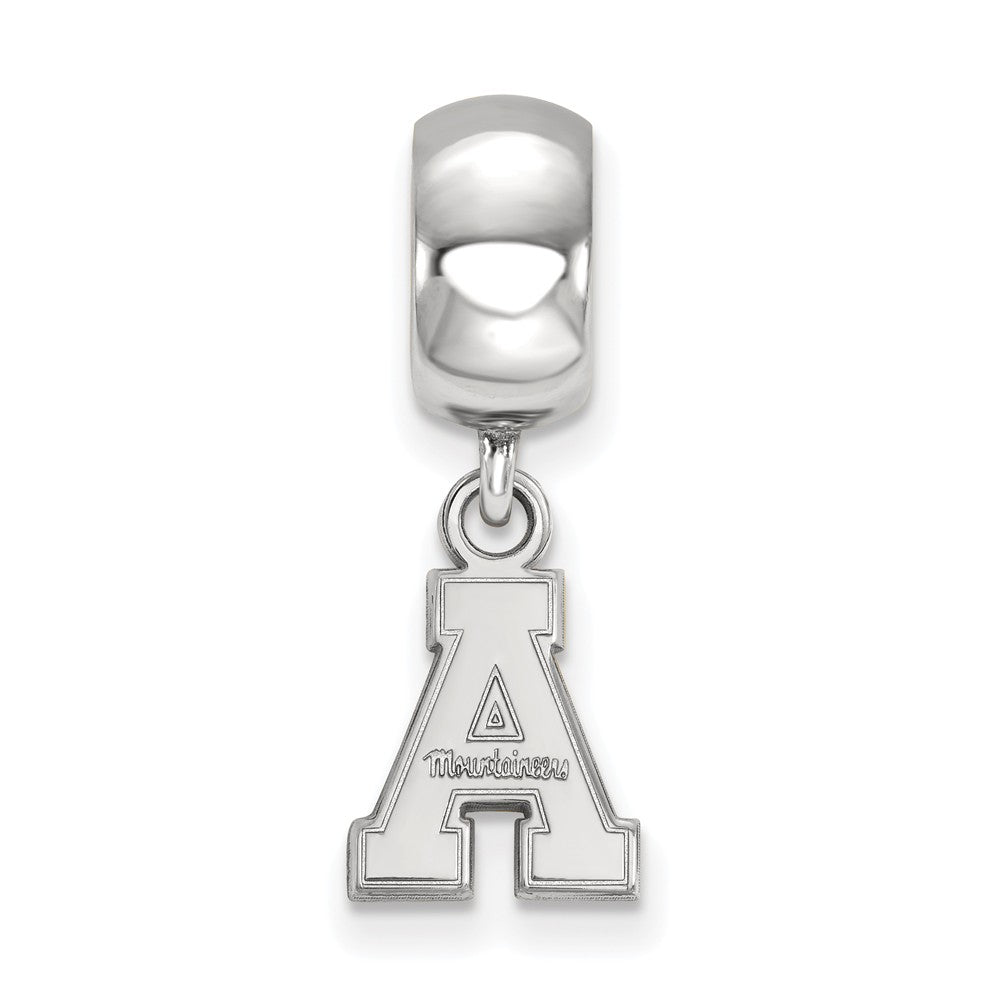 Alternate view of the Sterling Silver Appalachian State Univ. XS &#39;A&#39; Dangle Bead Charm by The Black Bow Jewelry Co.