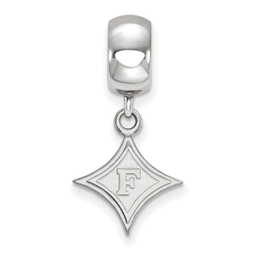Alternate view of the Sterling Silver Furman University Small Dangle Bead Charm by The Black Bow Jewelry Co.