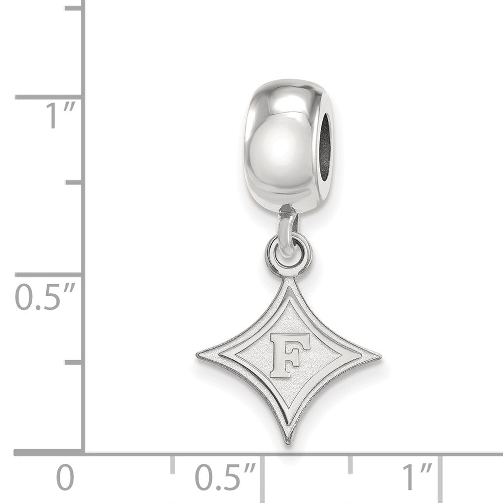 Alternate view of the Sterling Silver Furman University Small Dangle Bead Charm by The Black Bow Jewelry Co.