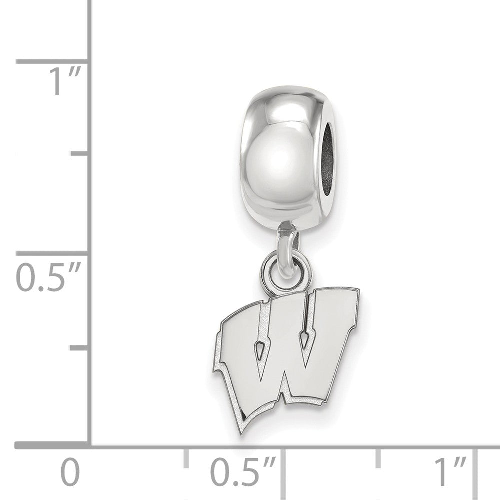 Alternate view of the Sterling Silver University of Wisconsin XS Dangle Bead Charm by The Black Bow Jewelry Co.