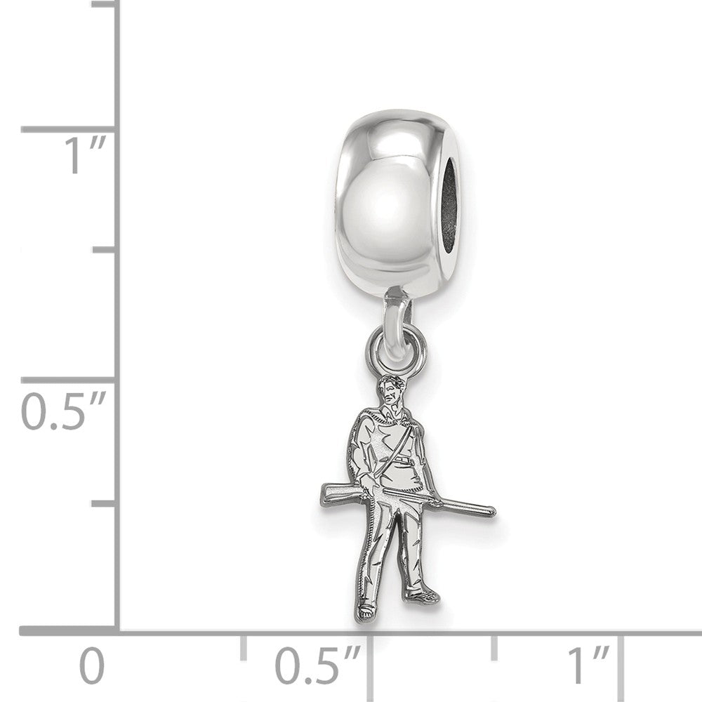 Alternate view of the Sterling Silver West Virginia University XS Dangle Bead Charm by The Black Bow Jewelry Co.