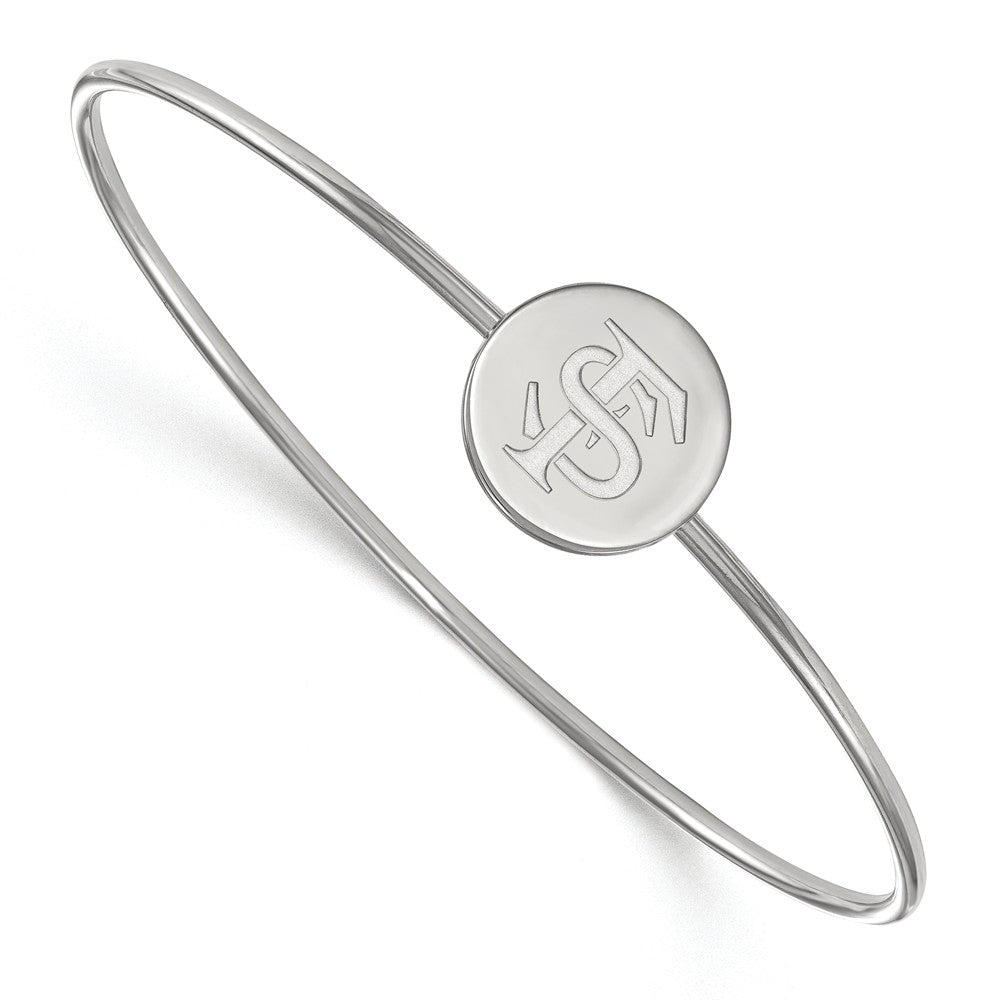 Sterling Silver Florida State University Logo Bangle, 6 Inch, Item B14226 by The Black Bow Jewelry Co.