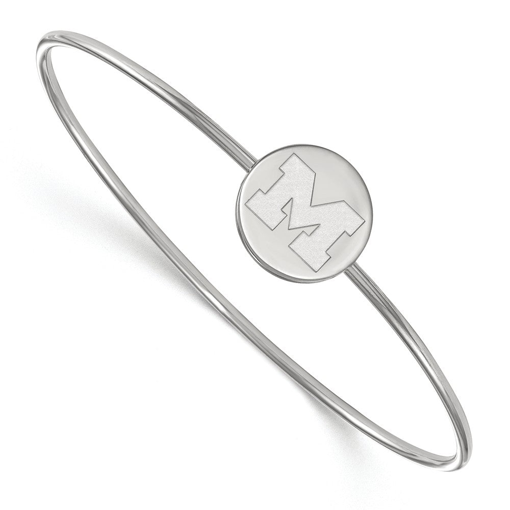 Sterling Silver University of Michigan Logo Bangle, 7 Inch, Item B14263 by The Black Bow Jewelry Co.