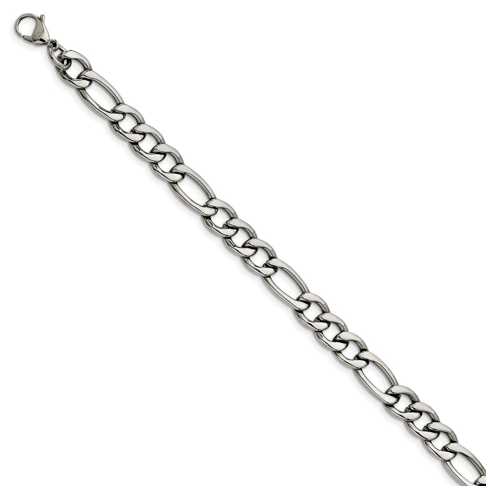 Men&#39;s Stainless Steel 8.4mm Figaro Chain Bracelet, 9 Inch, Item B14730 by The Black Bow Jewelry Co.