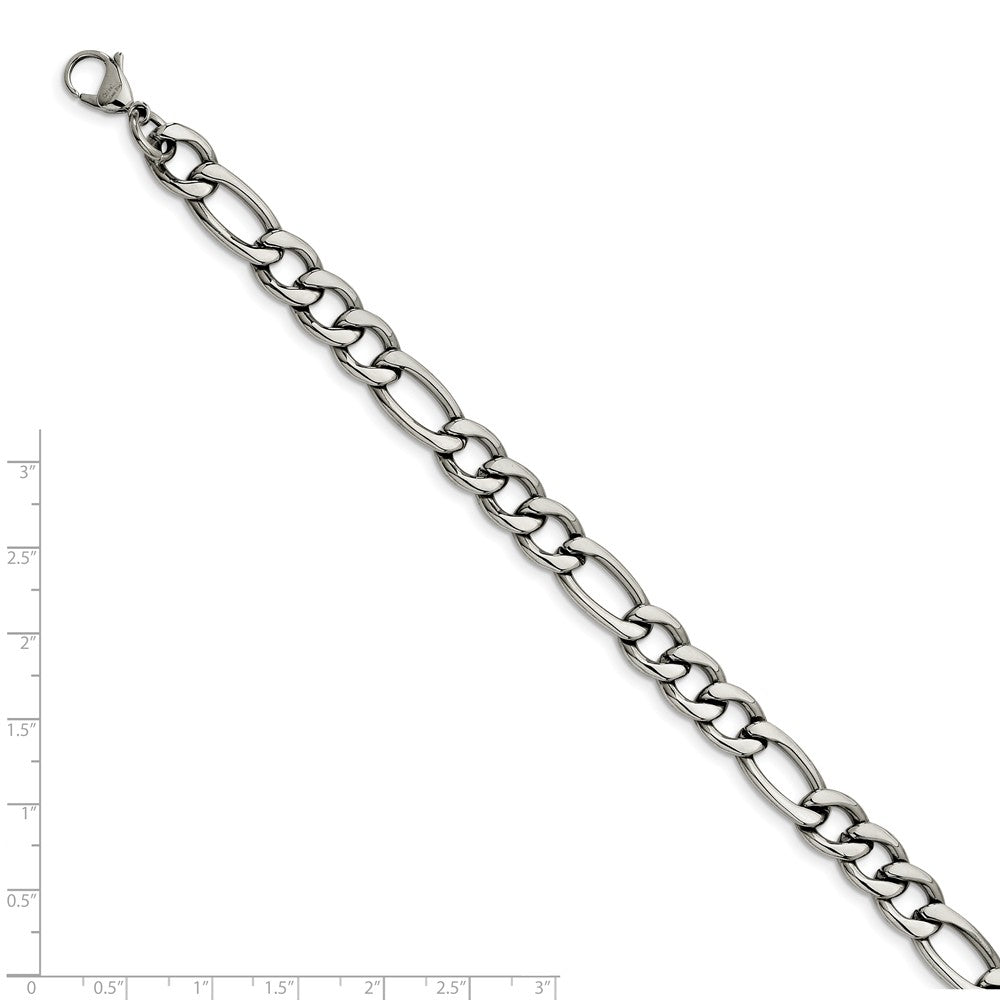 Alternate view of the Men&#39;s Stainless Steel 8.4mm Figaro Chain Bracelet, 9 Inch by The Black Bow Jewelry Co.
