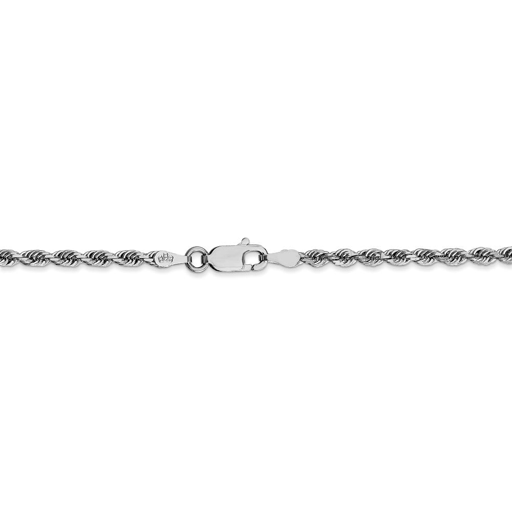 Alternate view of the 2.75mm, 14k White Gold D/C Quadruple Rope Chain Anklet or Bracelet by The Black Bow Jewelry Co.