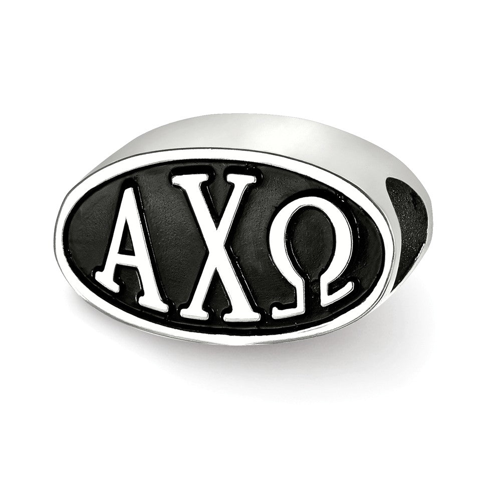 Sterling Silver Alpha Chi Omega Letters Bead Charm, Item B14739 by The Black Bow Jewelry Co.