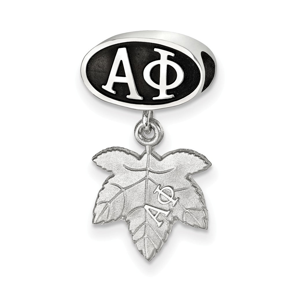 Sterling Silver Alpha Phi With Ivy Leaf Dangle Bead Charm, Item B14747 by The Black Bow Jewelry Co.