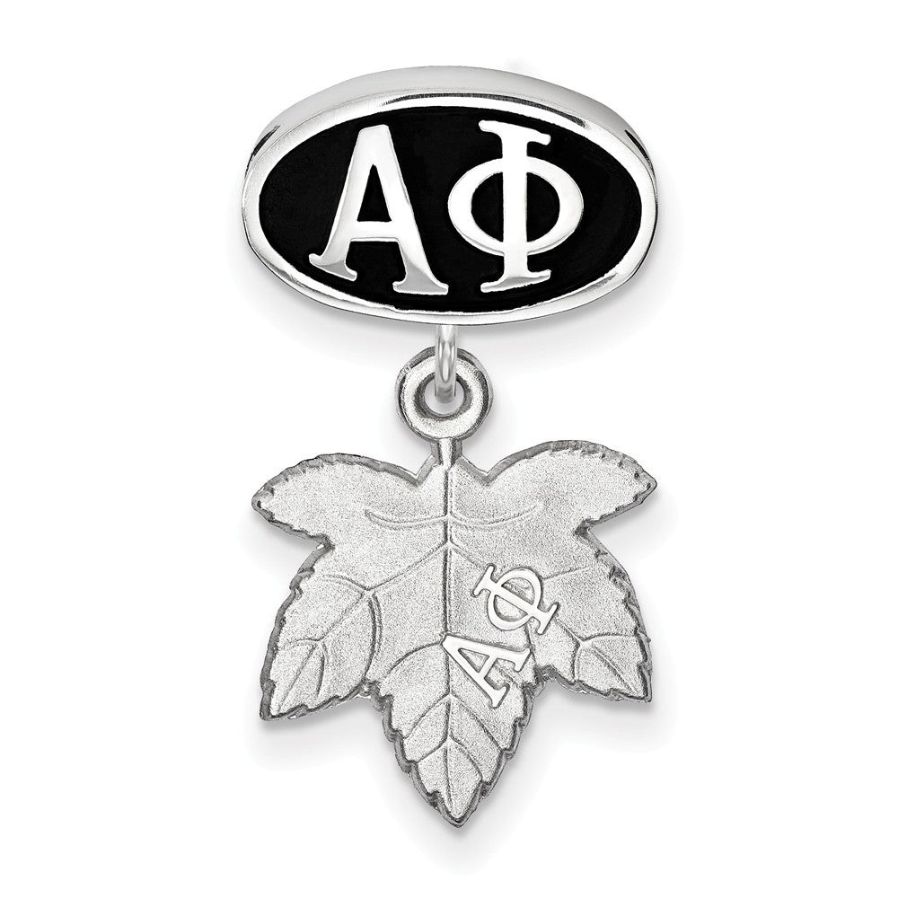 Alternate view of the Sterling Silver Alpha Phi With Ivy Leaf Dangle Bead Charm by The Black Bow Jewelry Co.