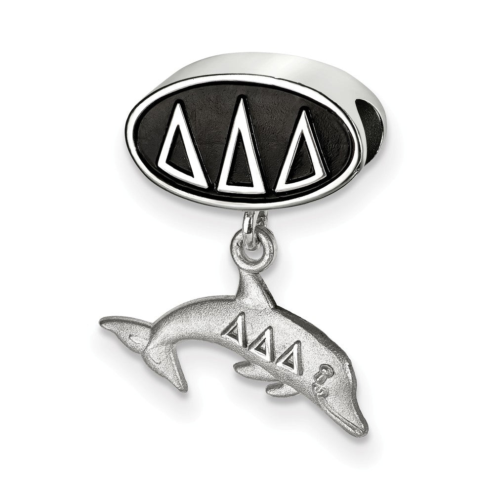 Sterling Silver Delta Delta Delta Dolphin Dangle Bead Charm, Item B14749 by The Black Bow Jewelry Co.