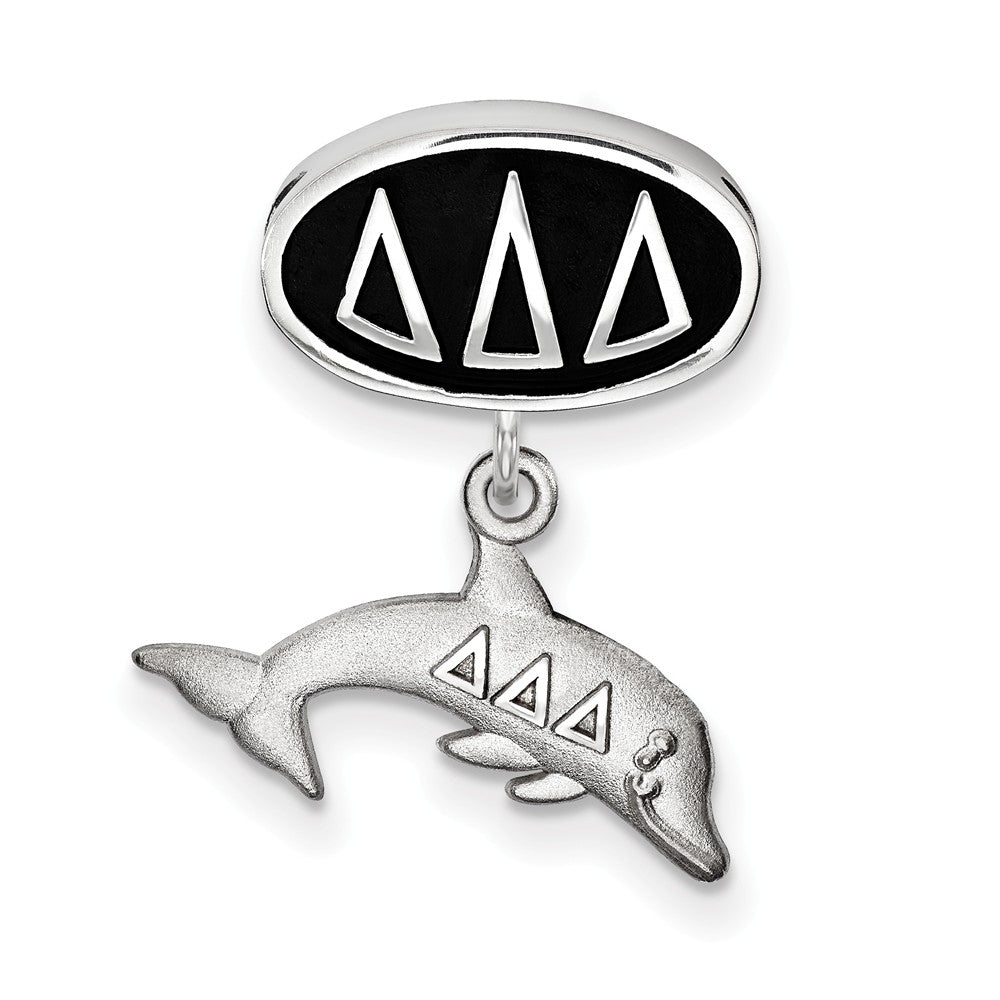 Alternate view of the Sterling Silver Delta Delta Delta Dolphin Dangle Bead Charm by The Black Bow Jewelry Co.