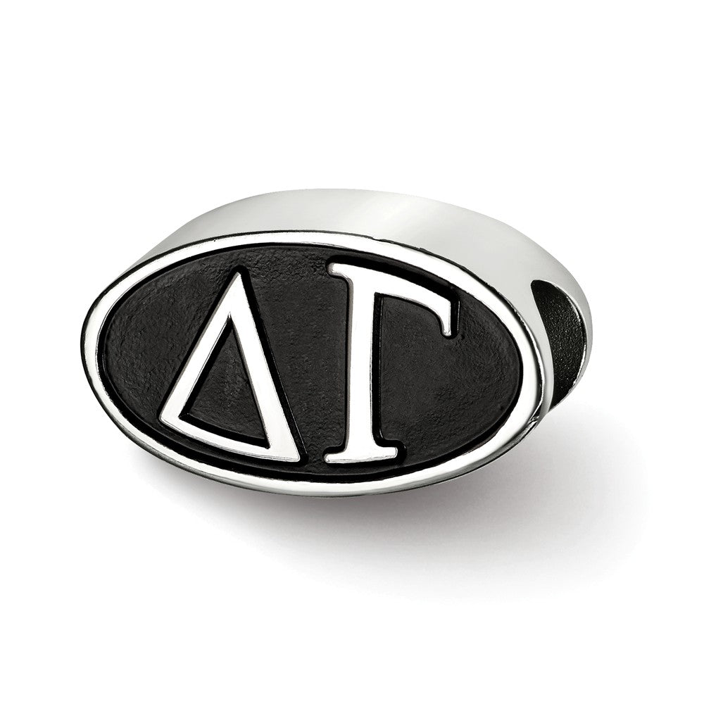 Sterling Silver Delta Gamma Letters Bead Charm, Item B14750 by The Black Bow Jewelry Co.