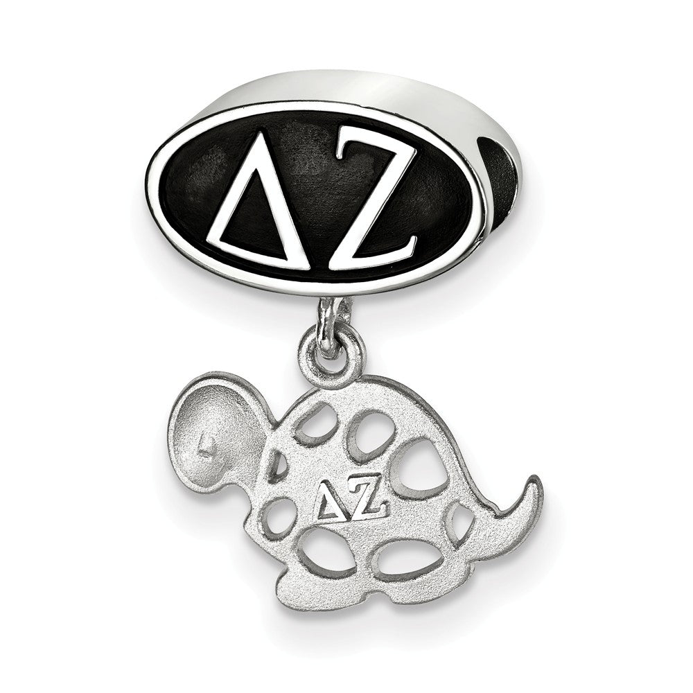 Sterling Silver Delta Zeta With Turtle Dangle Bead Charm, Item B14753 by The Black Bow Jewelry Co.