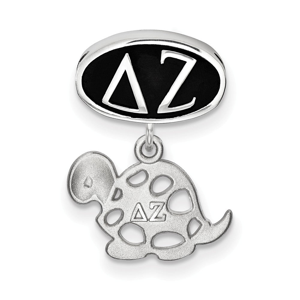 Alternate view of the Sterling Silver Delta Zeta With Turtle Dangle Bead Charm by The Black Bow Jewelry Co.