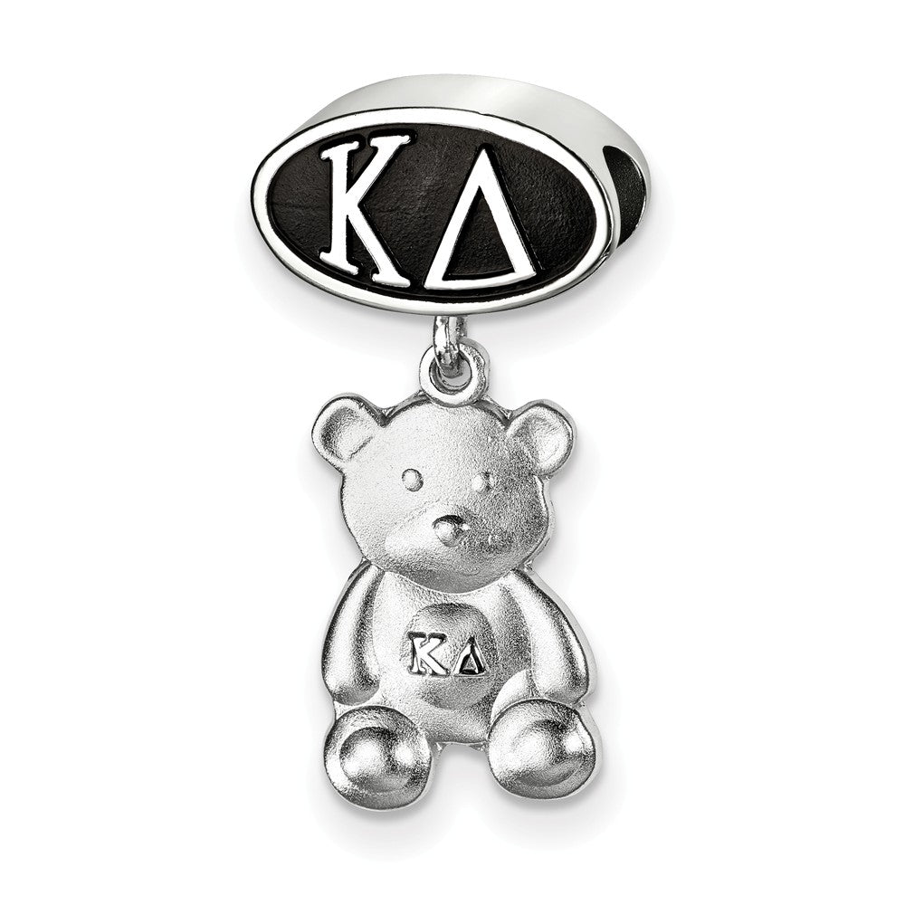 Sterling Silver Kappa Delta With Teddy Bear Dangle Bead Charm, Item B14758 by The Black Bow Jewelry Co.