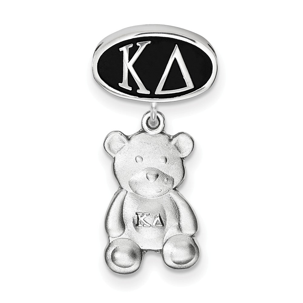 Alternate view of the Sterling Silver Kappa Delta With Teddy Bear Dangle Bead Charm by The Black Bow Jewelry Co.