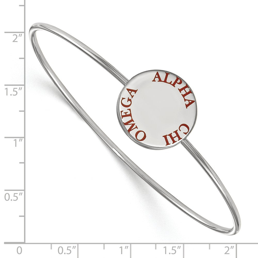 Alternate view of the Sterling Silver Alpha Chi Omega Red Enamel Bangle - 6 in. by The Black Bow Jewelry Co.