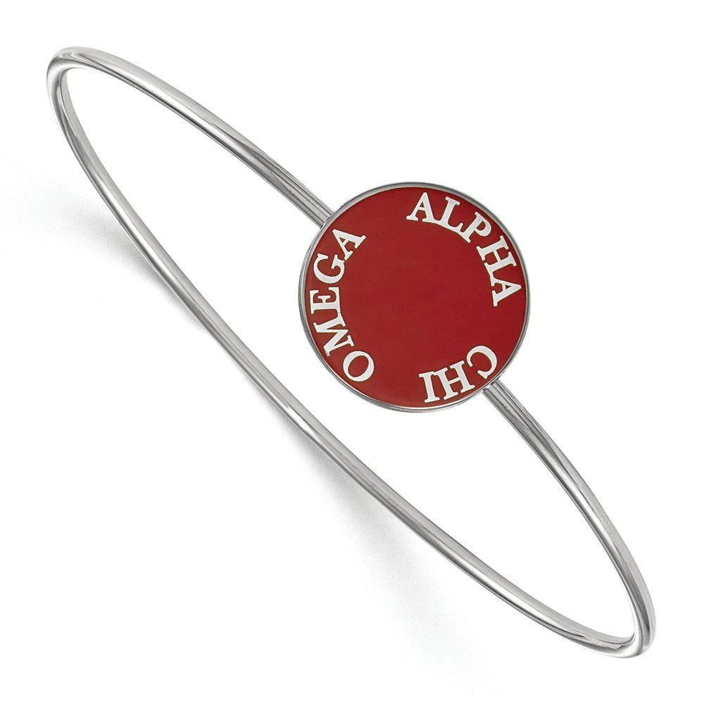 Sterling Silver Alpha Chi Omega Enamel Disc Bangle - 6 in., Item B14776 by The Black Bow Jewelry Co.