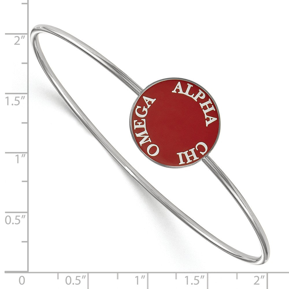 Alternate view of the Sterling Silver Alpha Chi Omega Enamel Disc Bangle - 6 in. by The Black Bow Jewelry Co.