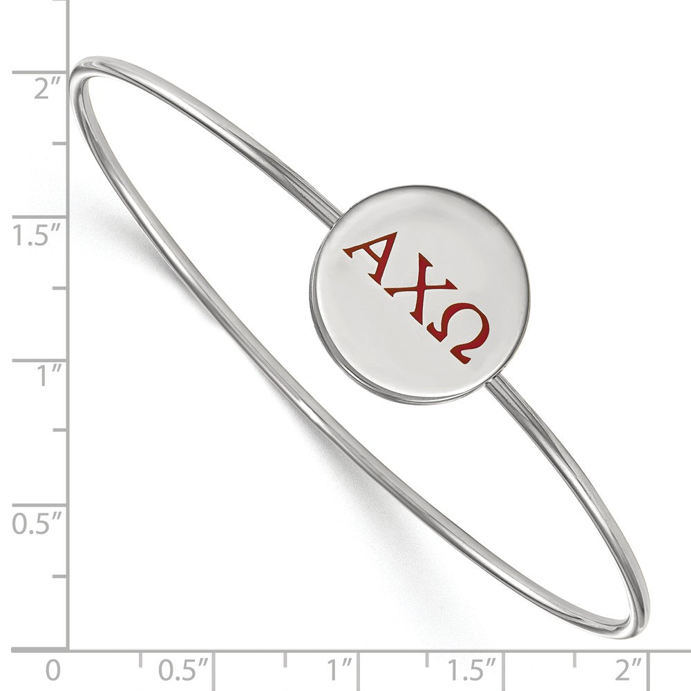 Alternate view of the Sterling Silver Alpha Chi Omega Enamel Greek Bangle - 6 in. by The Black Bow Jewelry Co.