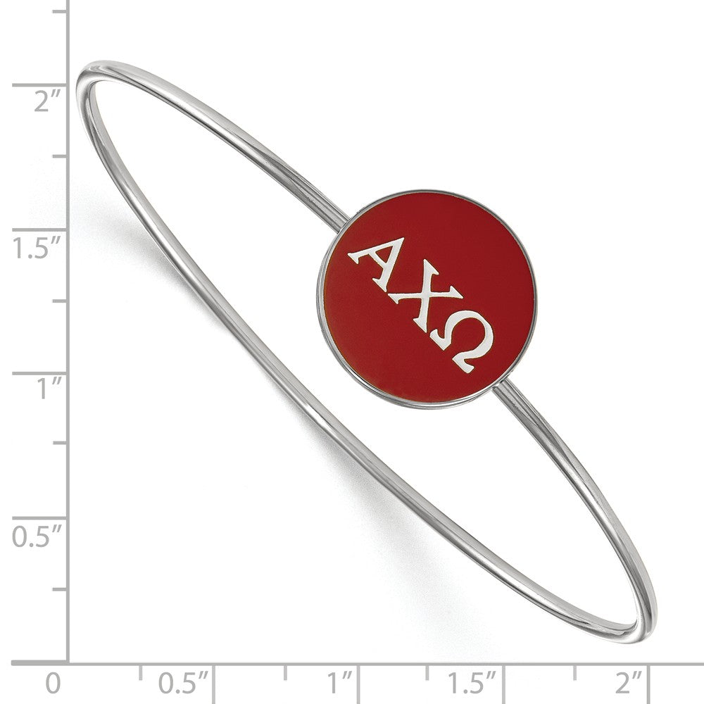 Alternate view of the Sterling Silver Alpha Chi Omega Red Enamel Greek Bangle - 6 in. by The Black Bow Jewelry Co.