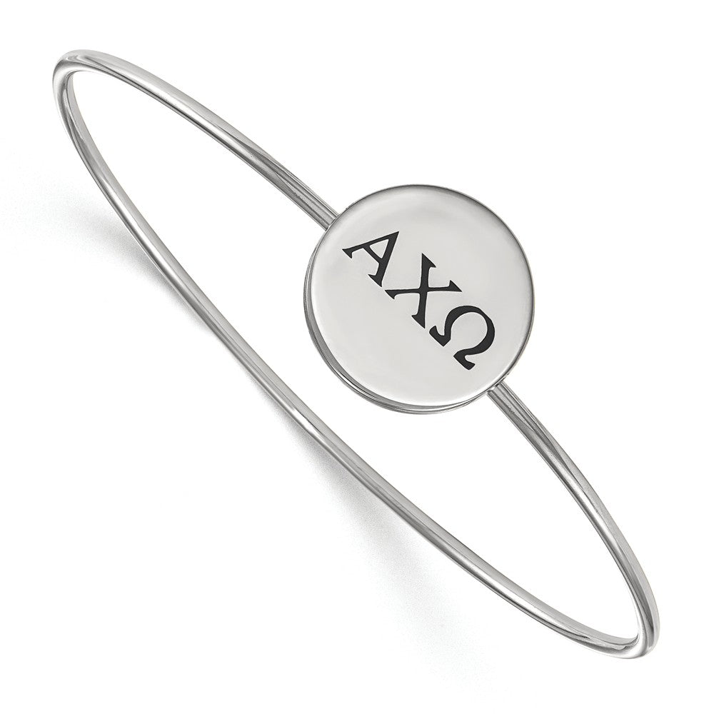 Sterling Silver Alpha Chi Omega Enamel Greek Letters Bangle - 6 in., Item B14782 by The Black Bow Jewelry Co.