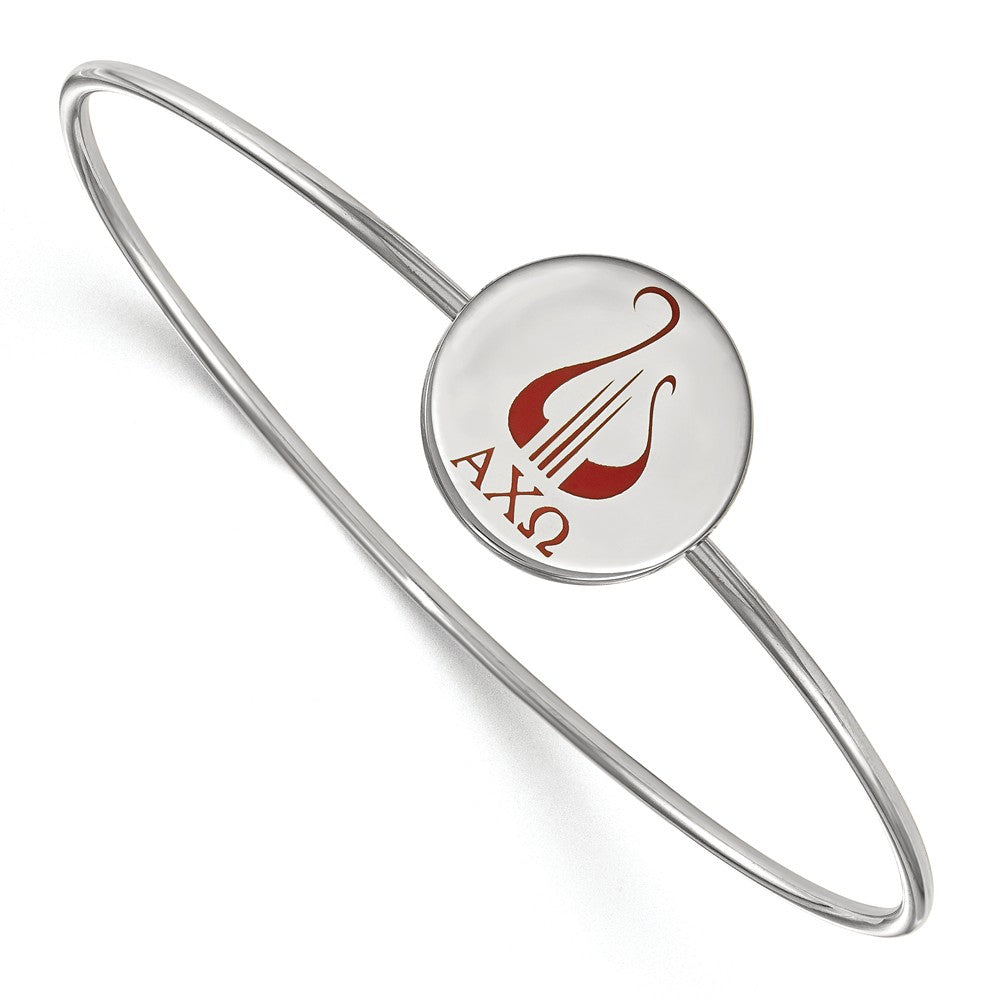Sterling Silver Alpha Chi Omega Enamel Lyre Bangle - 6 in., Item B14784 by The Black Bow Jewelry Co.