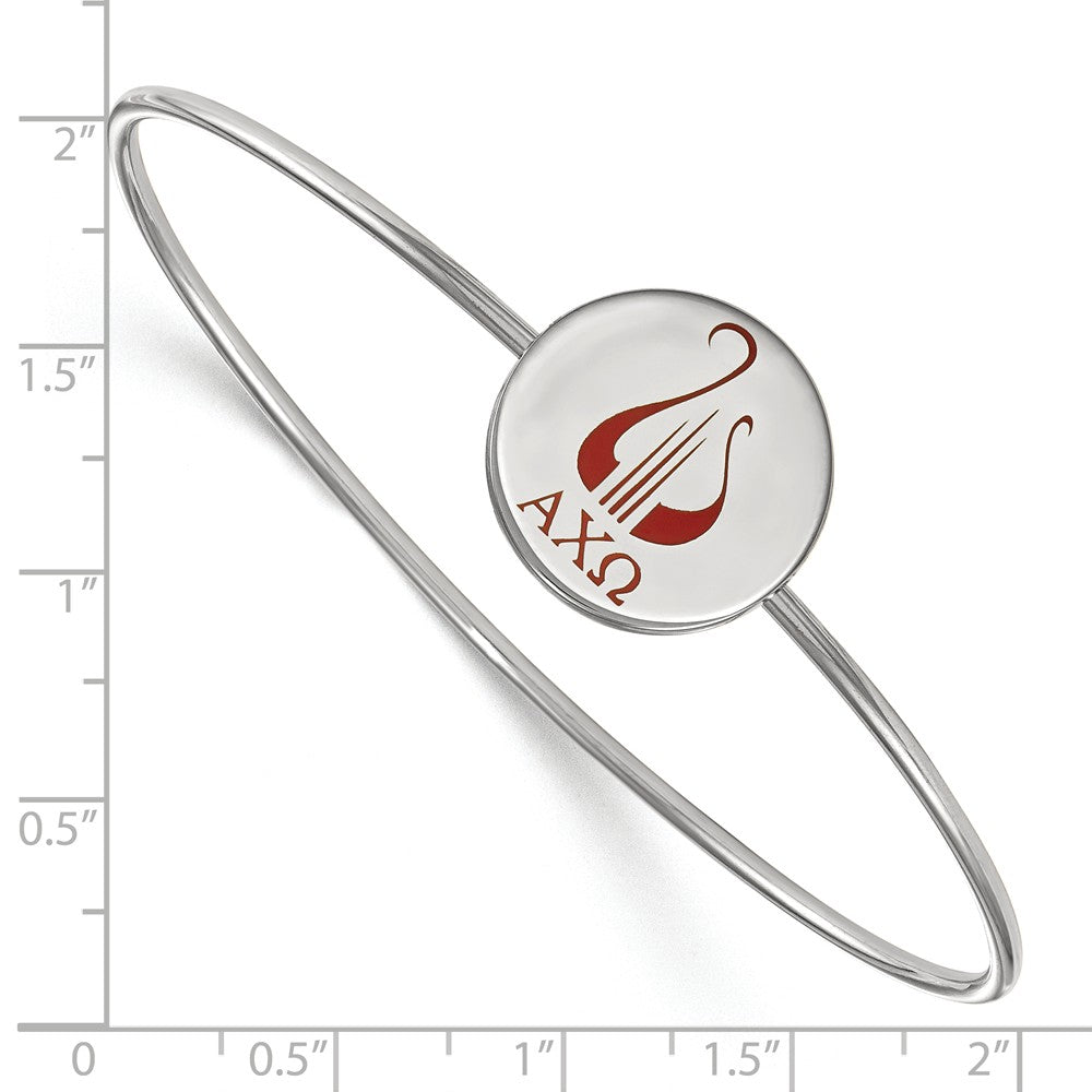 Alternate view of the Sterling Silver Alpha Chi Omega Enamel Lyre Bangle - 6 in. by The Black Bow Jewelry Co.