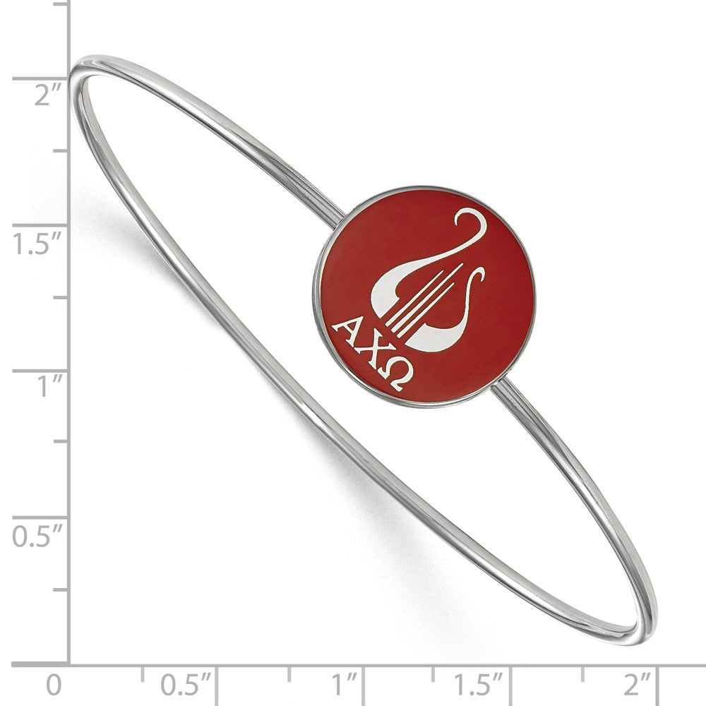 Alternate view of the Sterling Silver Alpha Chi Omega Enamel Bangle - 6 in. by The Black Bow Jewelry Co.