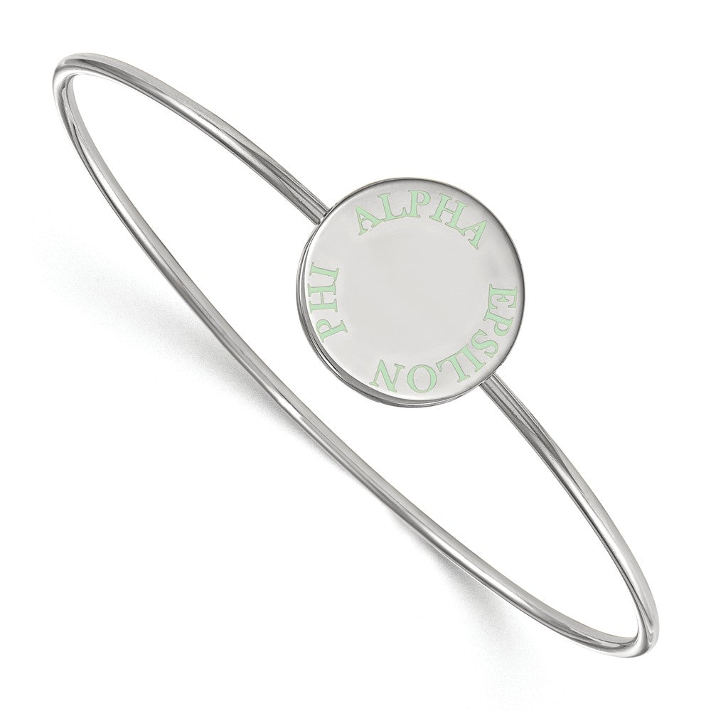 Sterling Silver Alpha Epsilon Phi Green Enamel Bangle - 6 in., Item B14802 by The Black Bow Jewelry Co.