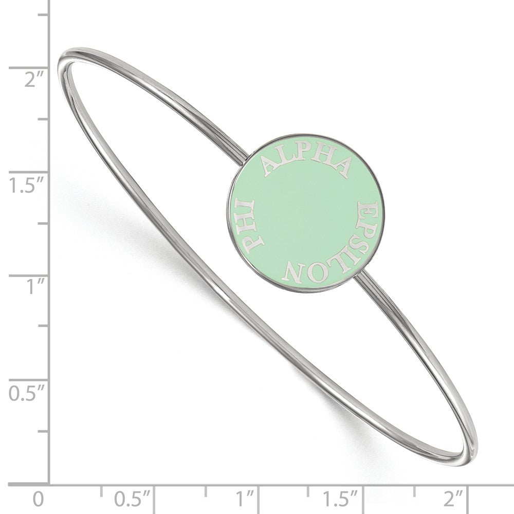 Alternate view of the Sterling Silver Alpha Epsilon Phi Enamel Disc Bangle - 6 in. by The Black Bow Jewelry Co.