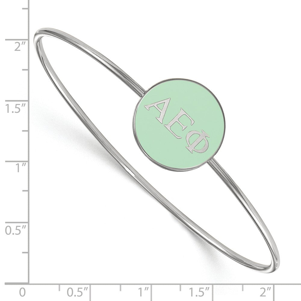 Alternate view of the Sterling Silver Alpha Epsilon Phi Green Enamel Greek Bangle - 6 in. by The Black Bow Jewelry Co.