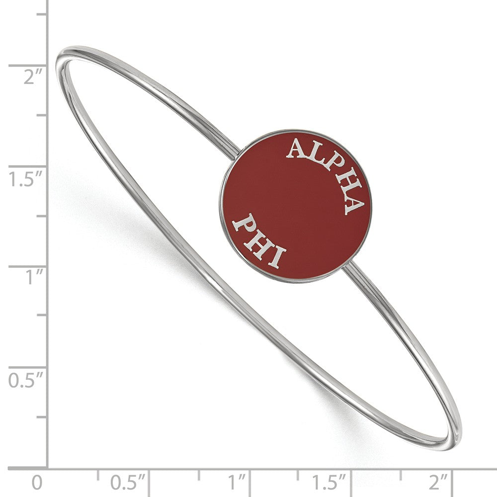 Alternate view of the Sterling Silver Alpha Phi Enamel Bangle - 6 in. by The Black Bow Jewelry Co.